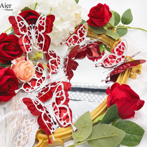 Aierflorist 6 Pcs/BAG <span class=keywords><strong>Série</strong></span> Saint Valentin Flash 3D Bouquet de Fleurs Décoration Fête de Mariage ou Gâteau Papillon Creux Décoratif - Product Image 2