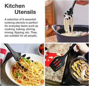 Ensemble d'ustensiles de cuisine en silicone - Accessoires de cuisine résistants à la chaleur avec manches en bois - Product Image 5