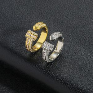 New Hip Hop Open <b>Ring</b> T Square Zircon Geometric Hip Hop <b>Ring</b> - Product Image 2
