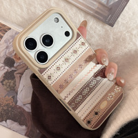 Coque de téléphone anti-chute en cuir texturé doré personnalisé, marron, compatible avec iPhone 17 Pro Max, Huawei et Samsung
