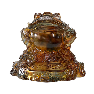 Mystical Money Frog Spirit Statue Hand gefertigte Liuli Art Glass kulptur Esoteric Wealth Talisman für Sacred Space Decor - Product Image 1