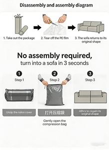 Divano Comprimibile Classico Design Zucca in Pelle PU, Ottomana Rotonda Monoblocco in Schiuma, Divano Letto Gonfiabile con Linee Morbide - Product Image 3