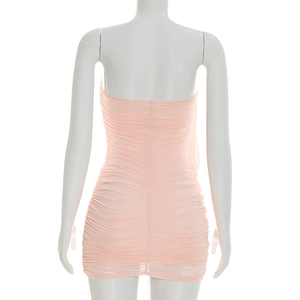 Robe d'été pour femmes Viviblook C26DS067, nouvelle arrivée, couleur unie, élégante, sans manches, épaules dénudées, mini robe moulante - Product Image 4