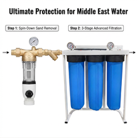 Système de filtration d'eau haute pression 10 bars pour toute la maison - Big Blue 20 pouces 3 étapes avec pré-filtre à sédiments à rotation