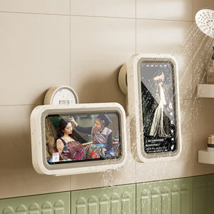 Kotak penyimpanan ponsel kamar mandi, Anti selip, cangkir hisap + dudukan perekat, pemegang penyimpanan ponsel tahan air ramah layar sentuh - Product Image 2