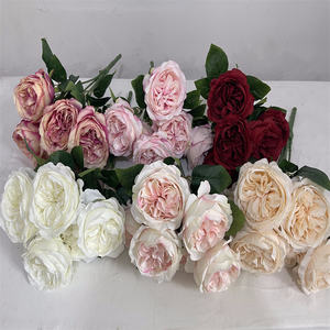 Flores rosas artificiales para decoración <span class=keywords><strong>de</strong></span> boda, 6 cabezas, venta al por mayor, romántico, inglés, austin, repollo, venta al por mayor - Product Image 5