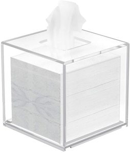 Hot Sale Tissue Box Cover Square Acrylic Tissues Paper Holder for Bathroom Bedroom Office Clear Tissue Holder Napkin Dispenser