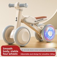 Vélo d'équilibre pour enfants à 4 roues, vélo d'équilibre pour bébé sans pédale, siège marron pour tout-petit, roues silencieuses en EVA