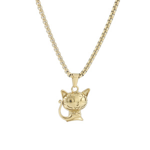 Colgante de gato de acero inoxidable, color plateado, joyería de moda con temática animal, regalo para hombres y mujeres, cadena de 3,0x60cm - Product Image 5