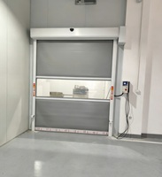 Porte à enroulement rapide en PVC gris / Porte à enroulement rapide industrielle avec détection radar pour entrepôt, salle blanche, usine