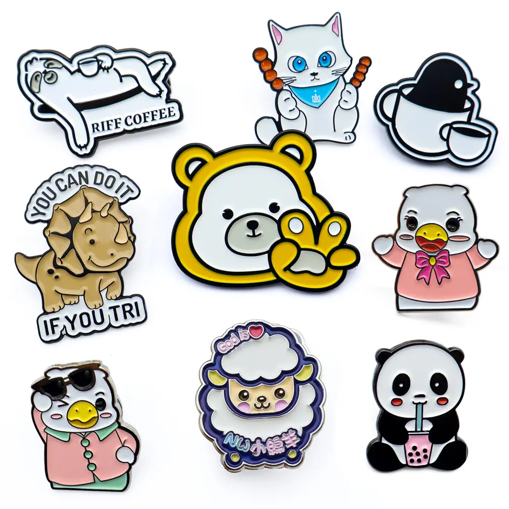 Kustom lucu hewan dinosaurus Sloth domba beruang babi Panda kucing Enamel kerah Pin