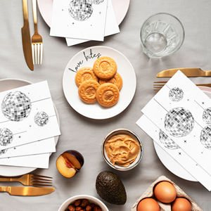 Huancai, 20 Uds., servilletas para invitados <span class=keywords><strong>de</strong></span> bola <span class=keywords><strong>de</strong></span> discoteca, servilletas <span class=keywords><strong>de</strong></span> papel desechables plateadas, toallas <span class=keywords><strong>de</strong></span> mano para baño para 70s 80s 90s, suministros para fiestas - Product Image 6