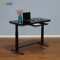 Bureau en verre trempé réglable, Table d'ordinateur moderne, bureau assis et debout