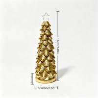 Figurine d'arbre de Noël en résine dorée style américain, étoile de sommet, ornement de table, décoration de Noël pour foyer, cheminée, bureau, fête