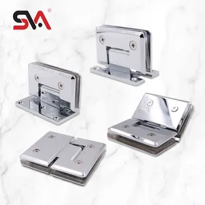 North America CRL Series H-shape Short Full Back Plate Frameless Wall Mount Glass to Glass Brass Chrome Shower Glass Door Hinge