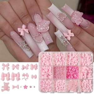 3d Acryl Hars Nail Art Sieraden Diamant Winter Nail Charms Bloemblaadjes Bloemen Strik Candy Rand Bloem Nagel Decoratie - Product Image 2