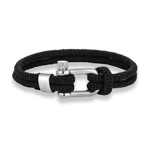 Wholesale Handmade Nylon Rope Bracelet Gold Steel Shackle Clasp Mens Sports Bracelet <strong>Valentines</strong> Day <strong>Gift</strong> - Product Image 6