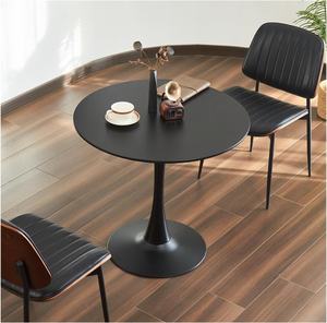 Black Round MDF Dining <strong>Table</strong> Circle <strong>Tulip</strong> <strong>Table</strong> with Thickened Tabletop Mid Century Modern Bistro <strong>Table</strong> for Kitchen - Product Image 5
