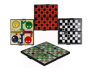 Jogo de tabuleiro magnético ludo, mini jogo de xadrez clássico e escada draughts game
