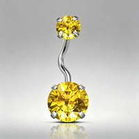 Anneau de nombril en zircon 5A, acier inoxydable 316L, piercing de nombril à quatre griffes, bijou corporel à filetage externe, vente en gros
