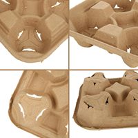 Plateau de transport jetable biodégradable BOFA 4 tasses en bagasse de canne à sucre, portable pour cafés, restaurants, bars à jus