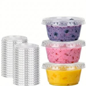 Vasos Desechables Transparentes para Yogur de 50 ml con Tapas, Resistentes al Congelador y a Fugas, Ideales para Preparación de Comidas y Postres Soufflé - Product Image 1