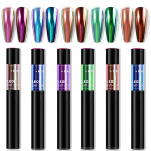 Poudre de paillettes pour ongles effet chrome caméléon, pigment miroir fantôme ultra fin avec stylo à points à coussin d'air - Product Image 2