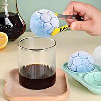 Moule à glaçons 3D en silicone de qualité alimentaire sans BPA, réutilisable, en forme de ballon de football, avec couvercle, facile à démouler, flexible, compatible lave-vaisselle, pour glaçons DIY - Offre Spéciale