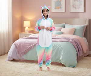 Pijama Enterizo de Unicornio para Mujer, de Forro Polar, con Capucha, Manga Larga, Estampado de Personajes Lindos, Ajuste Holgado, para Todas las Estaciones - Product Image 2