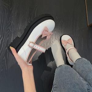 Летняя Новинка; Женская обувь на толстой подошве с бантом Мэри Джейн; Маленькие кожаные туфли; Повседневная обувь в стиле «Лолита» - Product Image 6