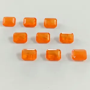 Colorful synthetic fusion loose gemstone tourmaline Emerald cut Orange color fusion stone crystals for jewelry making