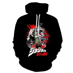 Moletom estampado do japão 3d bizarre adventure, blusa com capuz e bolso canguru para fantasia de cosplay, jojo