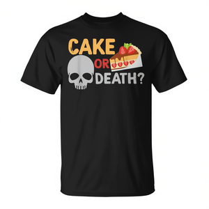 Camiseta Cake Or Death Skull Bakery negra para adultos unisex - Product Image 2