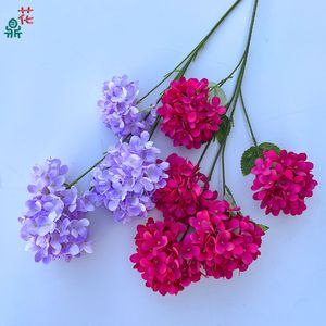 Fleurs artificielles en soie d'hortensia à cinq têtes, mini flocons de neige, pour décoration de mariage, arrangement pour allée de réception d'hôtel - Product Image 3
