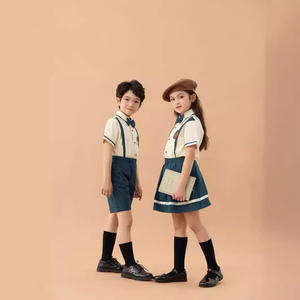 Style britannique coton à manches courtes uniforme scolaire <span class=keywords><strong>costume</strong></span> garçons filles maternelle Performance vêtements été vêtements de sport enfants - Product Image 3