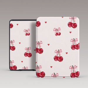 Étui pour liseuse <span class=keywords><strong>Kindle</strong></span> Paperwhite 12e et 11e générations en cuir PU avec motif floral cerise personnalisé, housse de protection - Product Image 6