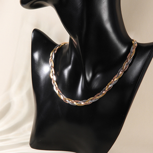HOVANCI-Cadena de serpiente Retro de acero inoxidable para mujer, joyería con cadena cruzada de viento, Collar de espiga trenzada, collares de cadena de hueso para mujer - Product Image 3