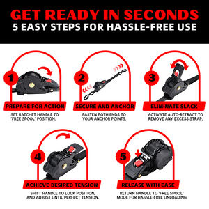 <span class=keywords><strong>สาย</strong></span>รัดแบบรัดอัตโนมัติสำหรับมอเตอร์ไซค์, ATV, UTV <span class=keywords><strong>ขนาด</strong></span> <span class=keywords><strong>1</strong></span> <span class=keywords><strong>นิ้ว</strong></span> x 10 ฟุต รับน้ำหนักได้ 1760 ปอนด์ พร้อมปุ่มกดยืดหดได้ - Product Image 6