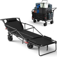 Carrito Plegable Multifuncional de Cuatro Ruedas para Exteriores, Plataforma Metálica Resistente y Portátil para Playa, Camping, Compras y Almacenamiento
