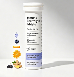 Comprimés Multivitaminés Électrolytes Soutien Immunitaire à la Sureau, au Gingembre, au Magnésium, au Potassium, au Calcium, au Sodium, à la Myrtille et à l'Orange – 30 Comprimés - Product Image 1