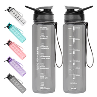 Bouteille d'eau de cyclisme en plastique Tritan transparente, moderne, sans BPA, écologique, anti-fuite, 32 oz, portable, avec logo personnalisé, vente en gros