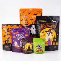 Sac refermable imprimé Halloween, pochette personnalisée en BOPP/AL/PE de qualité alimentaire pour bonbons et sucettes