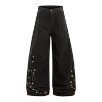 Pantalon cargo unisexe style universitaire américain à imprimé dessin animé, coupe large, design mignon, marque tendance