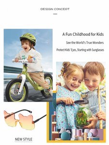 Rimless Kids <b>Sunglasses</b> Cat Shape <b>Gradient</b> Lens Lightweight PC Frame Children Eyewear - Product Image 5