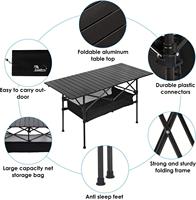 WoQi table pliante japonaise réglable en hauteur, grand poteau pliable en aluminium de luxe bureau de camping