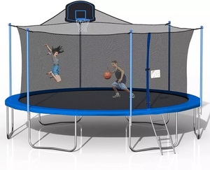 Trampolino da Giardino 10ft con Rete di Sicurezza, Combo Salto e Rimbalzo, Fitness all'Aperto, Copertura in PVC Imbottita, Trampolino per Bambini - Product Image 1