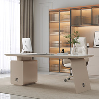 Table de bureau moderne, meuble de bureau de luxe en pierre blanc, bureau et chaise de bureau à domicile