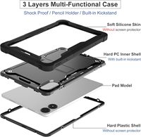 Étui pour tablette antichoc robuste pour Xiaomi Redmi Pad Pro 12.1 pouces robuste hybride dur souple béquille étui en silicone