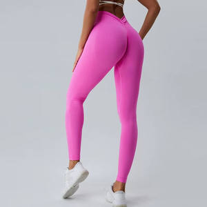 <span class=keywords><strong>Leggings</strong></span> de Cintura Alta con Efecto Push-Up y Espalda en V para Mujer, con Logotipo Personalizado, de Secado Rápido - Product Image 1