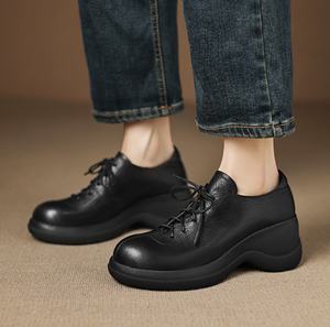 Bottes confortables en cuir de vachette véritable, à lacets et fermeture éclair, imperméables, durables et respirantes, pour femmes, pour la vie quotidienne - Product Image 4